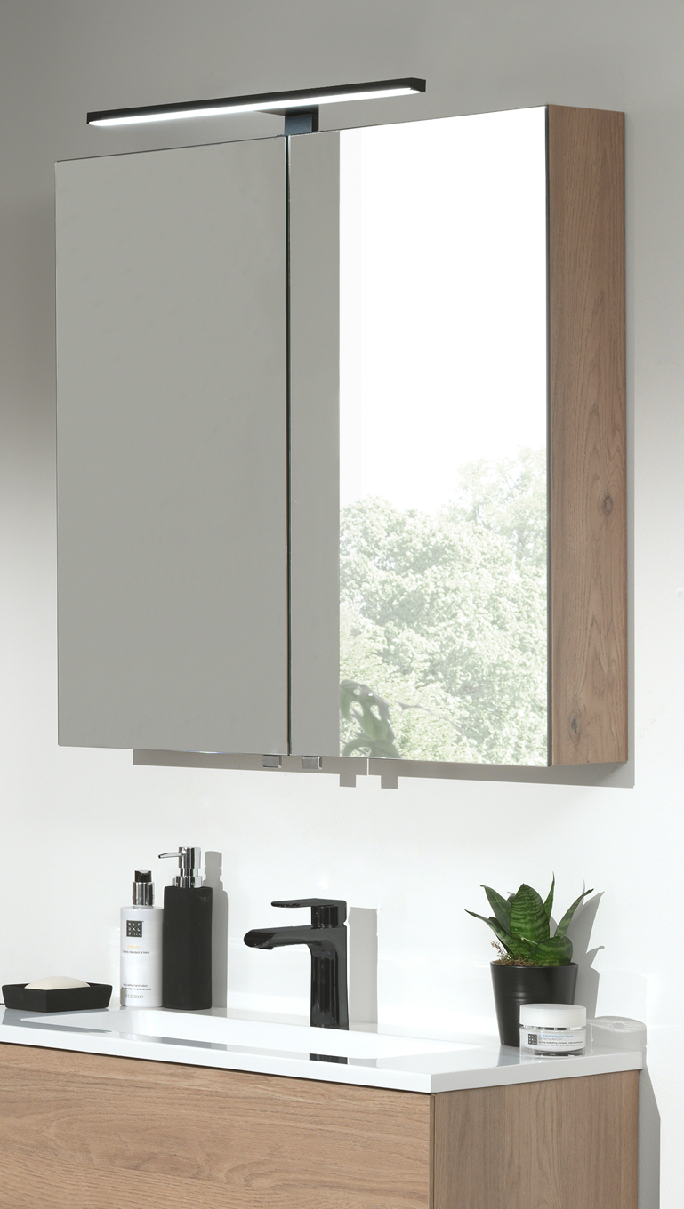 Storke Edge Badhochschrank: Hängend, mit Spiegel, Weiß glänzend, 40 x 30 x 170 cm